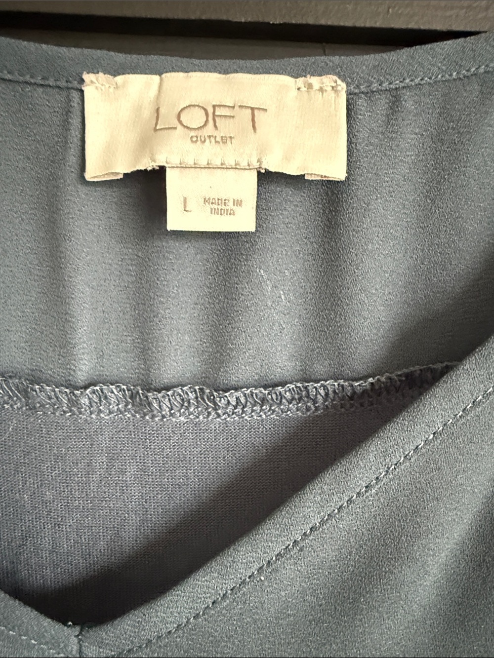 LOFT V-Neck Blouse Slate Blue L - Picture 2 of 5
